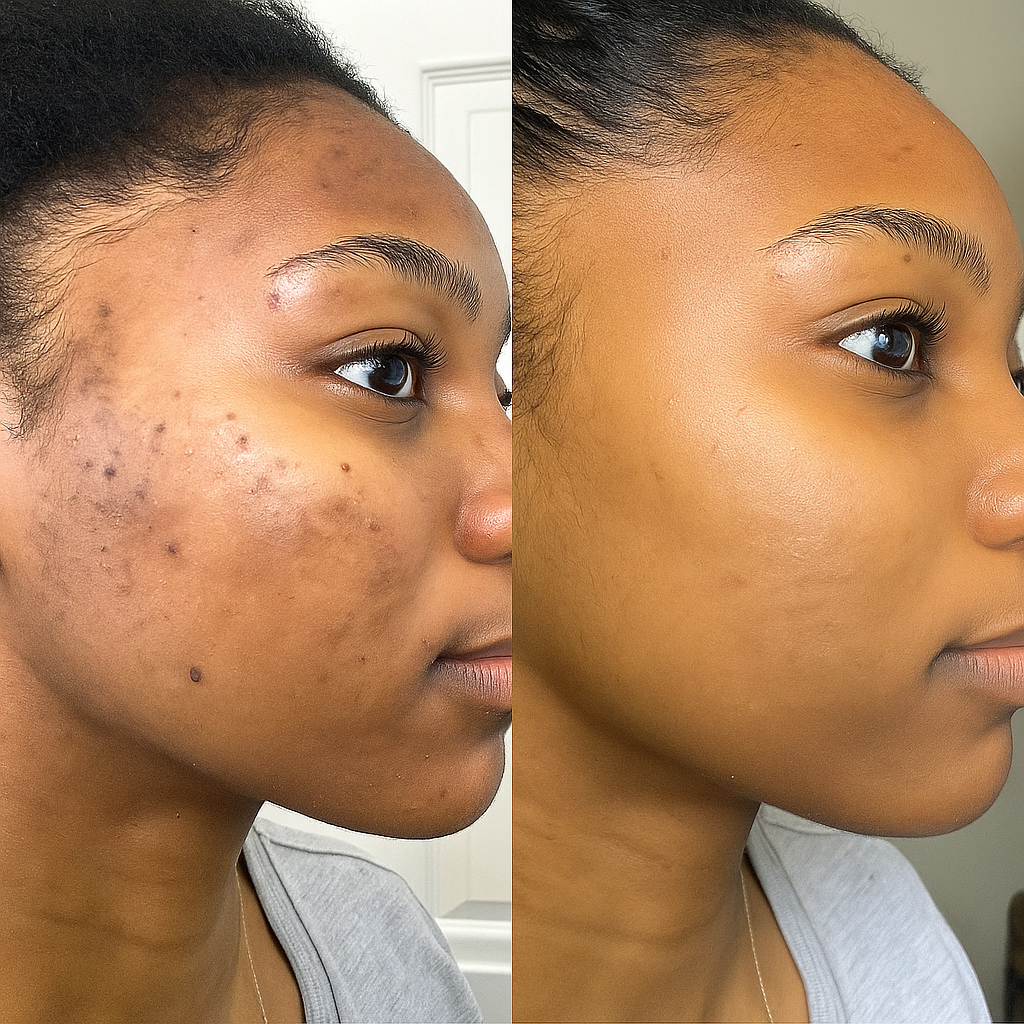 Comparatif avant après traitement anti-imperfections